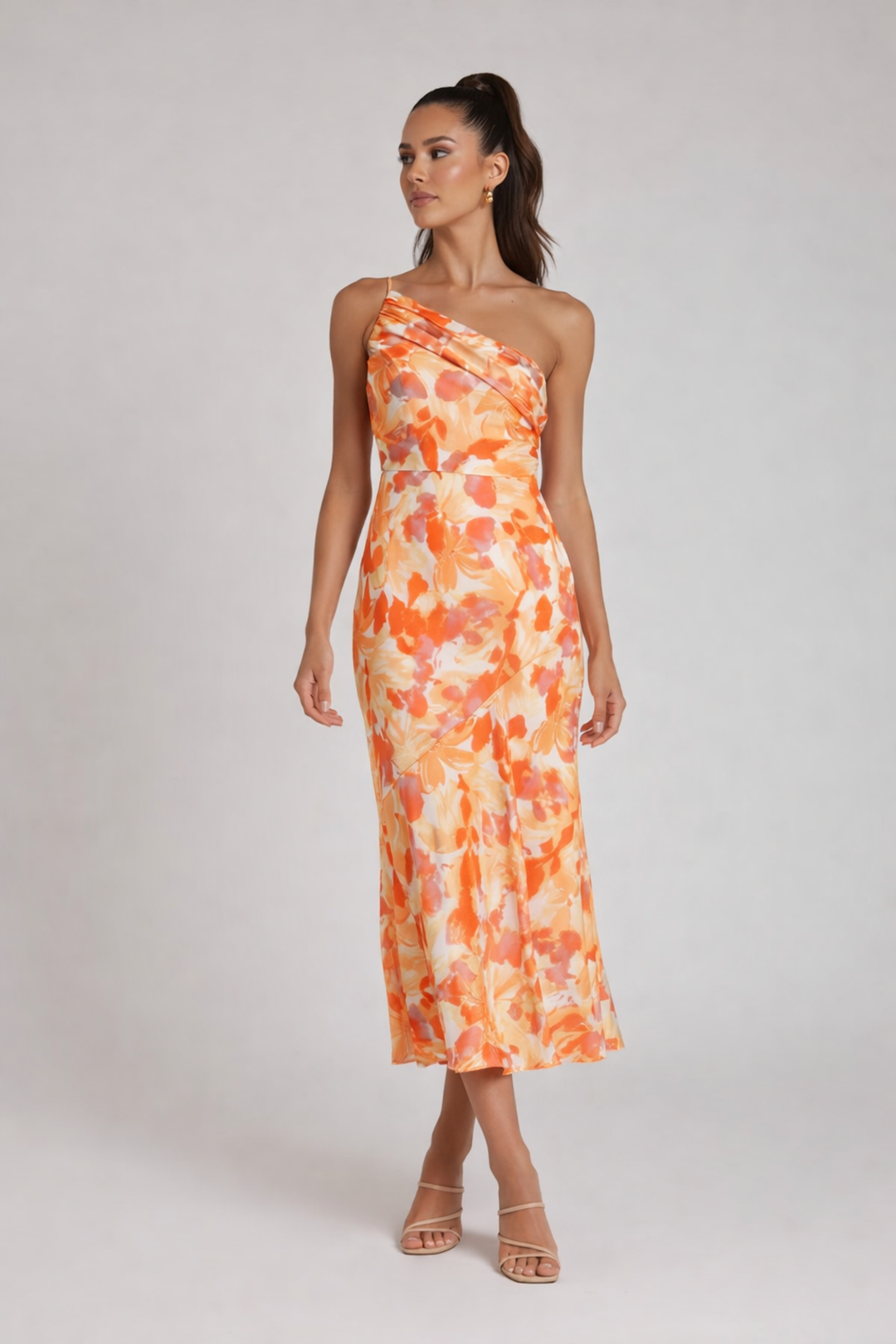 Woman wearing a floral midi dress