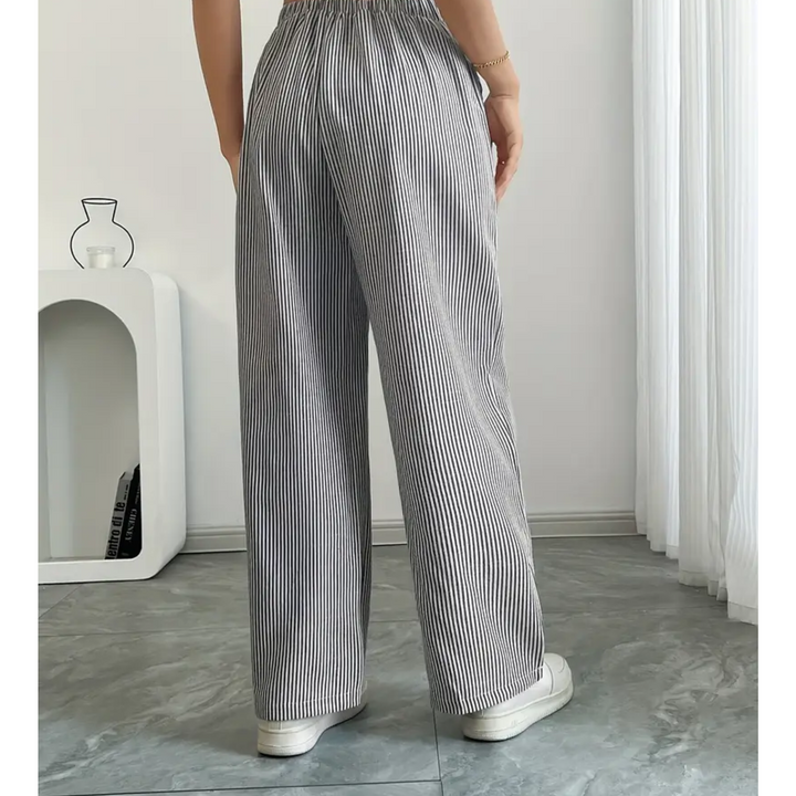 Women’s striped everyday trousers displayed on a plain background.