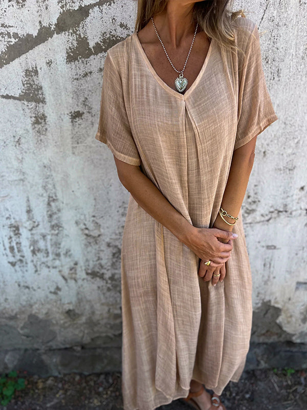 Female model showcasing a lightweight maxi dress with graceful movement.