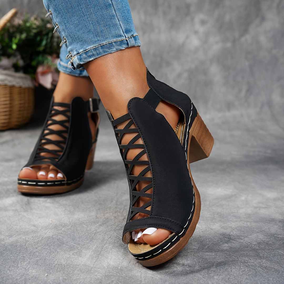 Olivea | Fashion Cushioned Adjustable Buckle Heeled Sandals for Everyday Wear