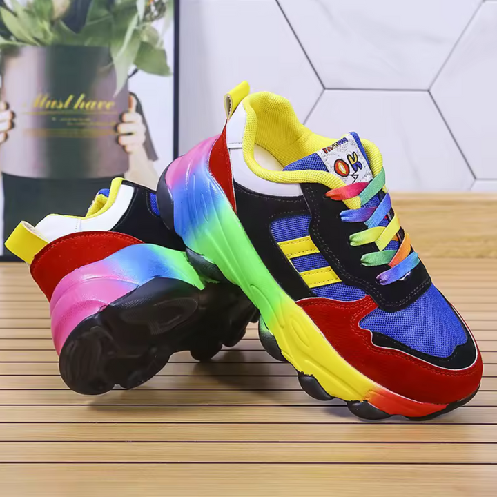 Casual comfort sneakers on a plain background.