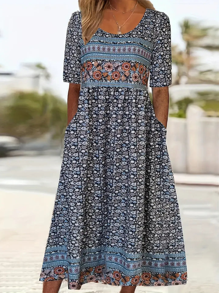 Delsie | Multicolor Everyday Dress and Round Neckline