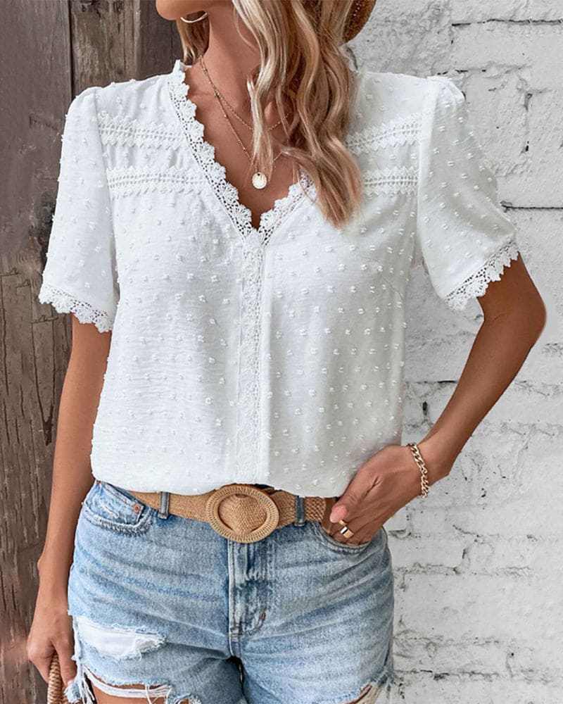 Woman wearing an elegant puff sleeve blouse