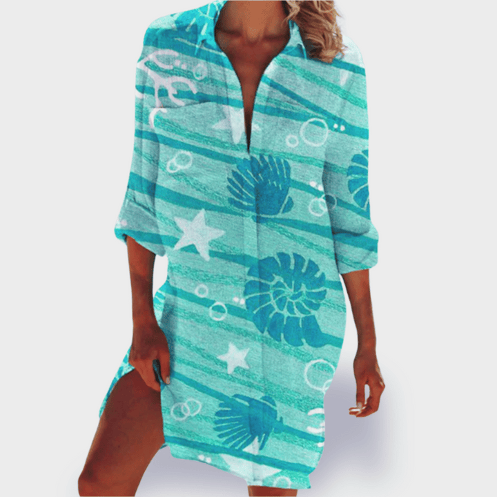 Flattering casual summer dress with a soft flowing silhouette.