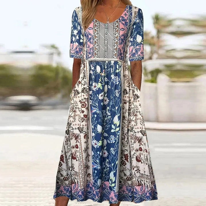 Delsie | Multicolor Everyday Dress and Round Neckline