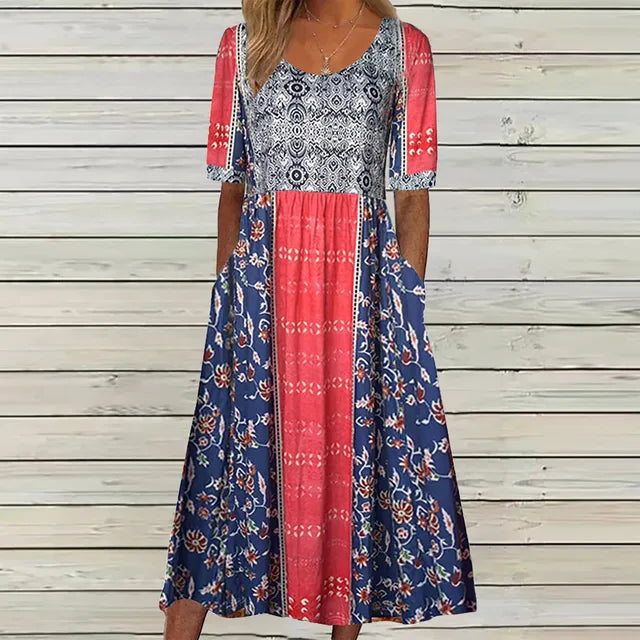 Delsie | Multicolor Everyday Dress and Round Neckline