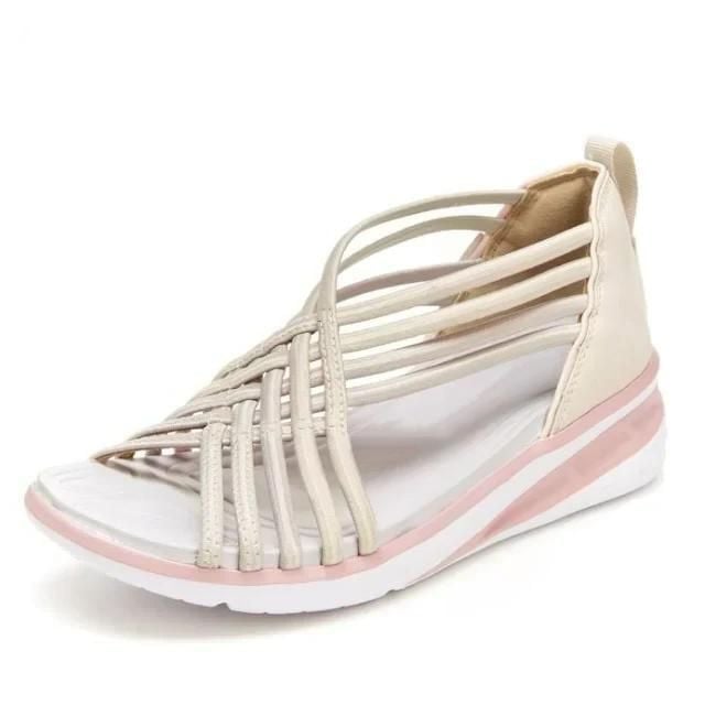 Flexible sandals on a clean background with soft comfort features.