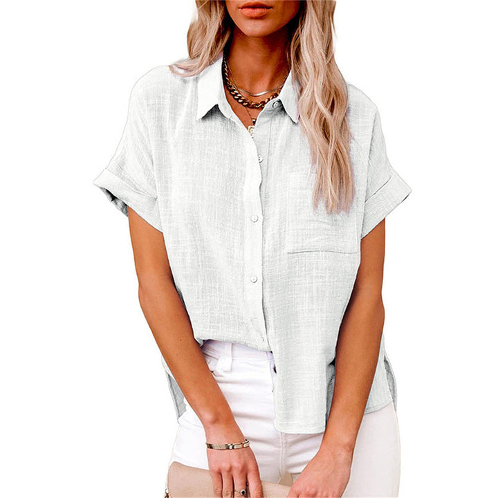 Woman styled in a lightweight versatile shirt on a clean background.