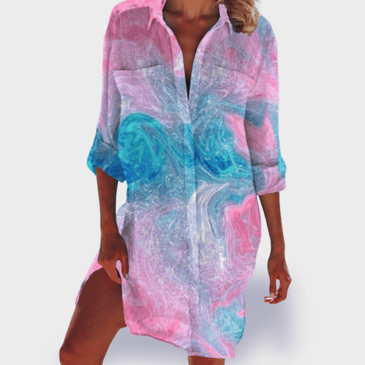 Breathable colorful dress with graceful coverage and relaxed drape.