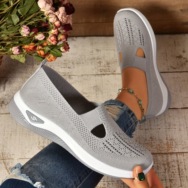 Woman showcasing lightweight slip-on footwear for daily styling.