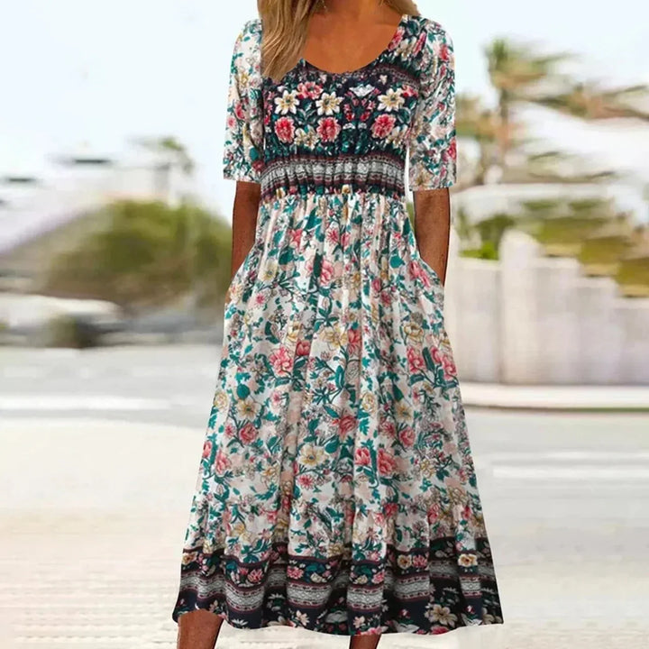 Delsie | Multicolor Everyday Dress and Round Neckline