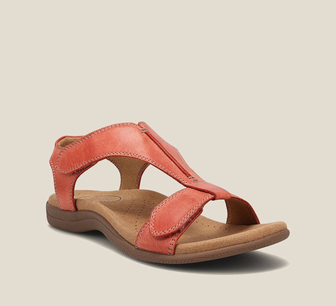 Women’s orthopedic sandals shown on a clean background with cushioned support and elegant T-strap design.