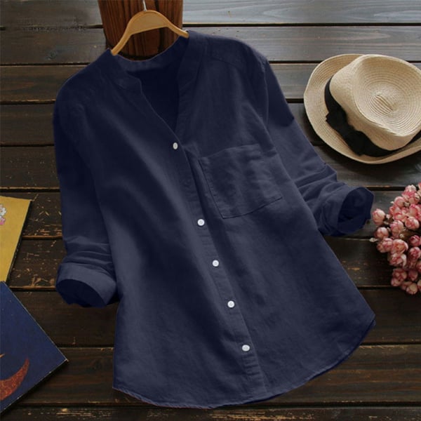 Plain background image of casual loose shirt back view.