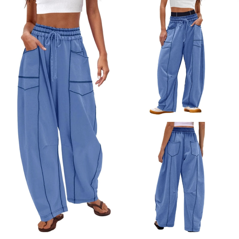 Woman dressed in relaxed-fit cargo pants for streetwear styling.