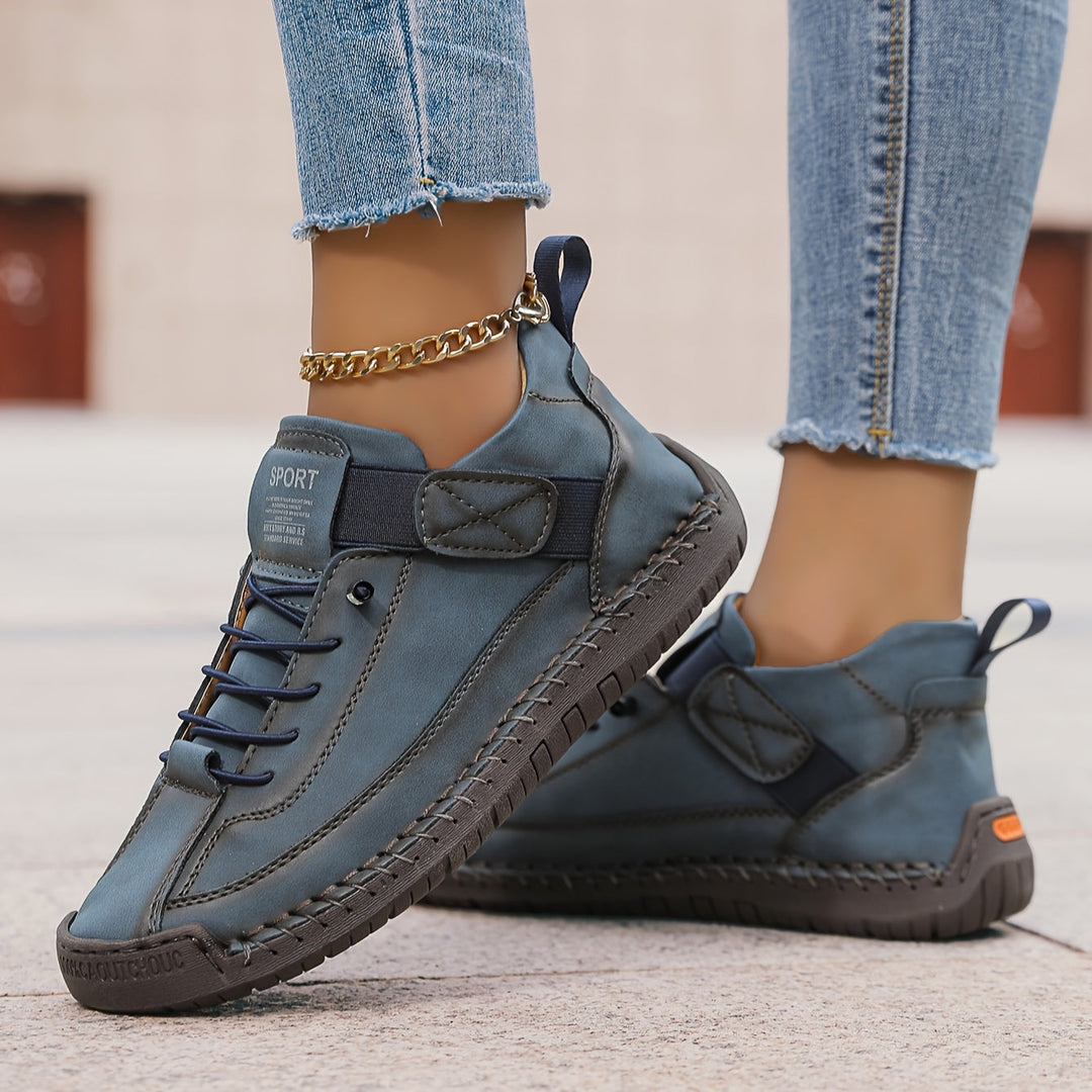 Model wearing breathable casual sneakers for daily wear.