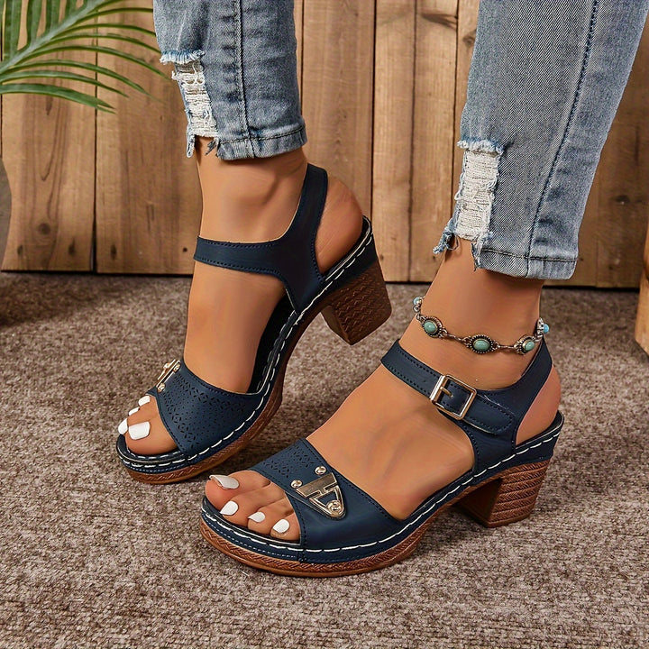 Everyday buckle sandals for women shown on a clean plain background.