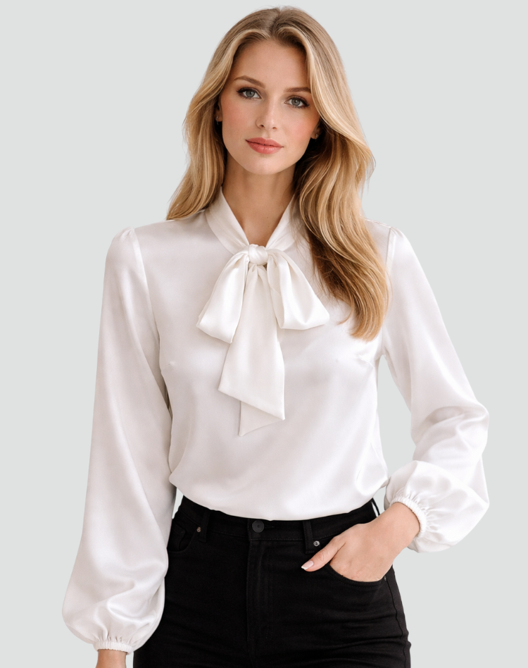 Ondita Bow-Tie Neck Chiffon Blouse for Women