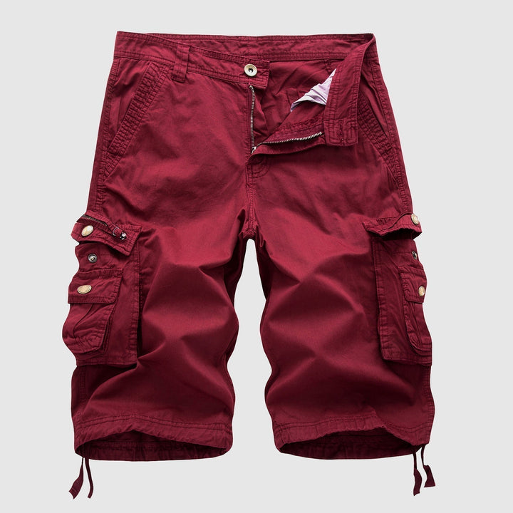 Classic utility shorts with flap pocket details on a plain background.