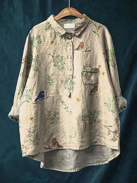 Flattering floral shirt against a plain background.
