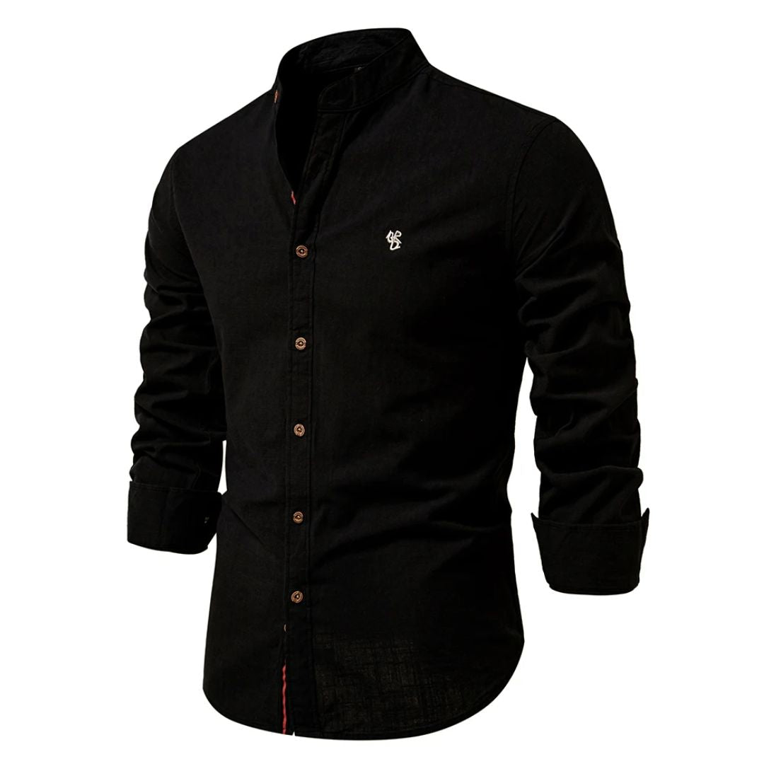 A lightweight long sleeve shirt with a clean button-up design against a plain background.