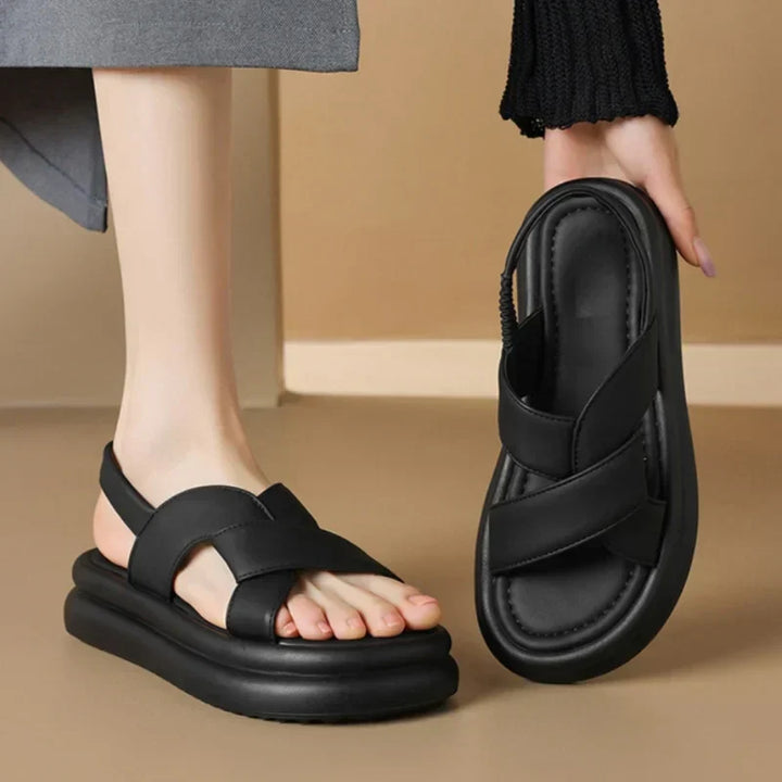 Stylish women’s wedge sandals displayed on a plain background for everyday summer wear.