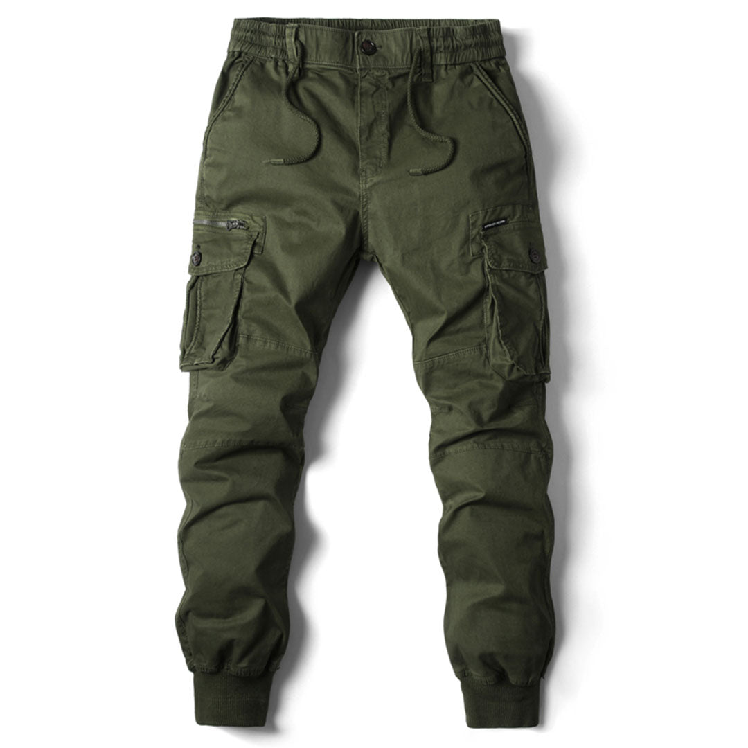 Casual utility-inspired pants on a plain background.