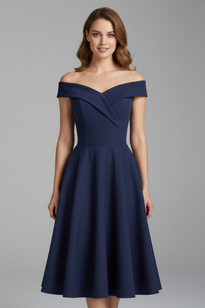 Stylish midi garment photographed against grey background