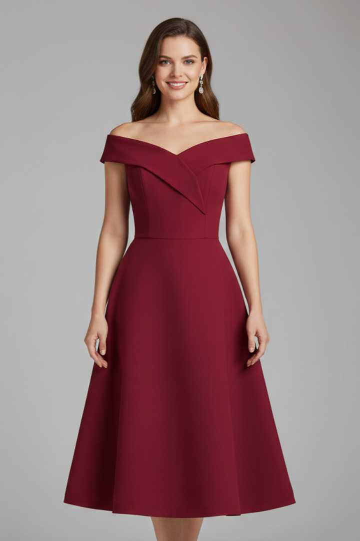 Asymmetric occasion red dress with elegant front profile