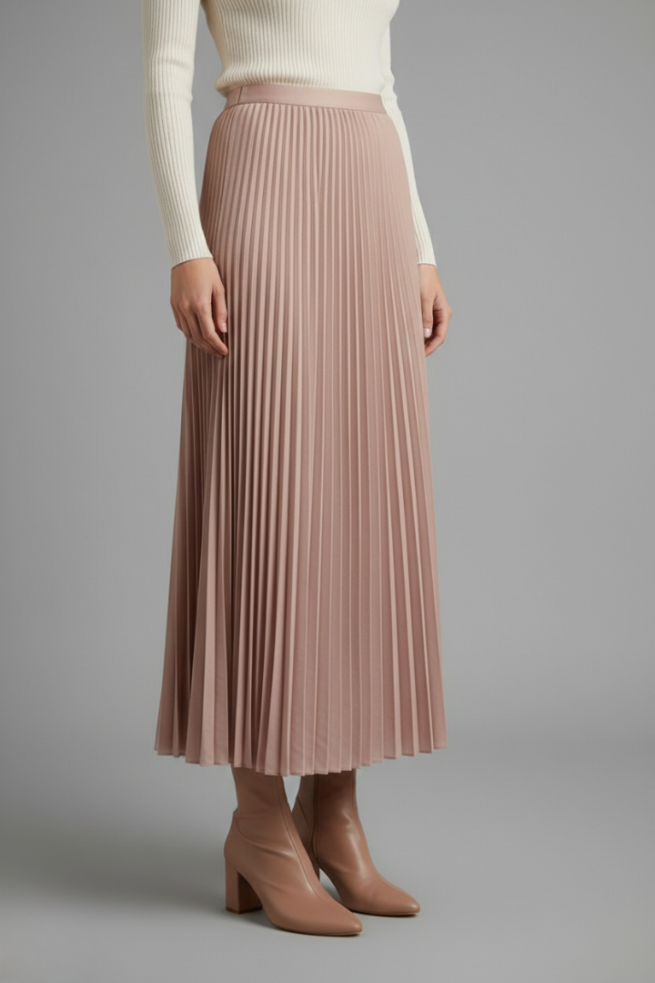 Chic long pleated skirt isolated on grey background