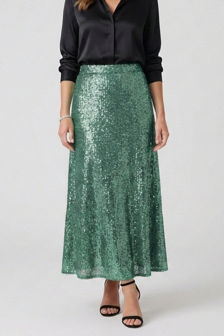 Full sequin surface skirt gray backdrop image