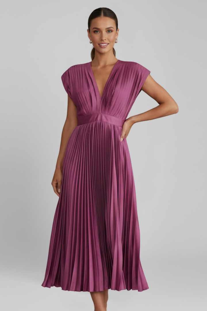 Front close-up of neckline on sleeveless dress