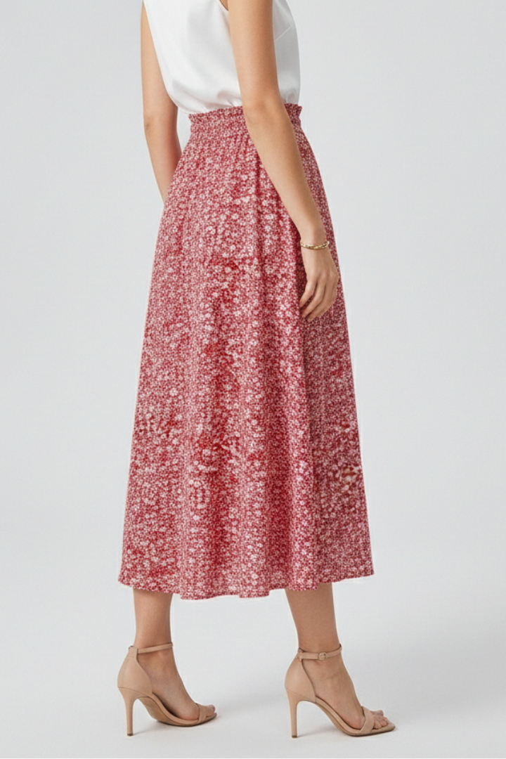 Elastic waist midi skirt product image white background