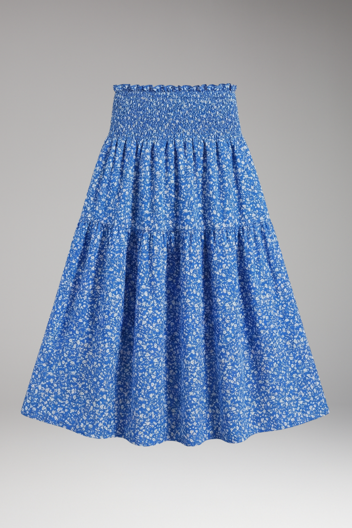 Floral pattern midi skirt simple studio front capture
