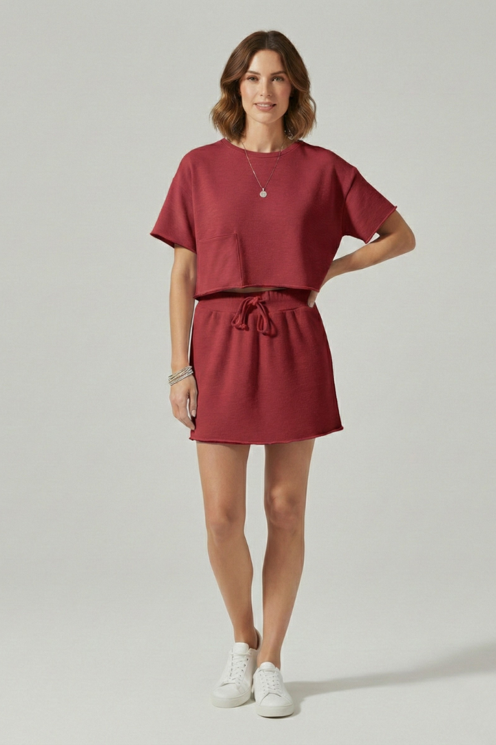 Zephyra | Casual Short Sleeves Top and Drawstring Shorts - Two Piece Set