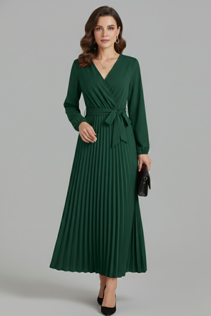Front angle waist tie detail on dress