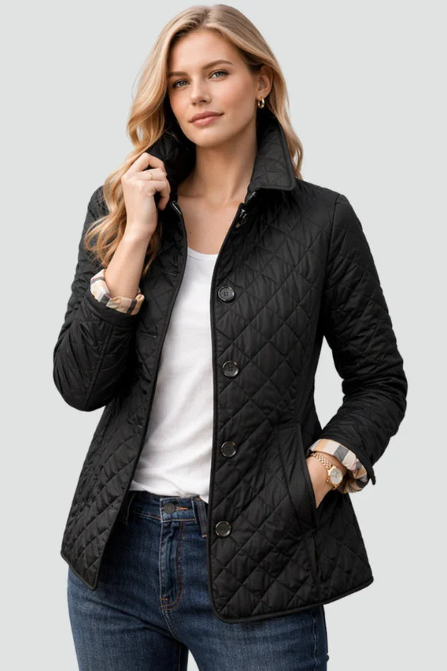 Aeliisse | Women's Diamond Button Front Long Sleeve Jacket — 1