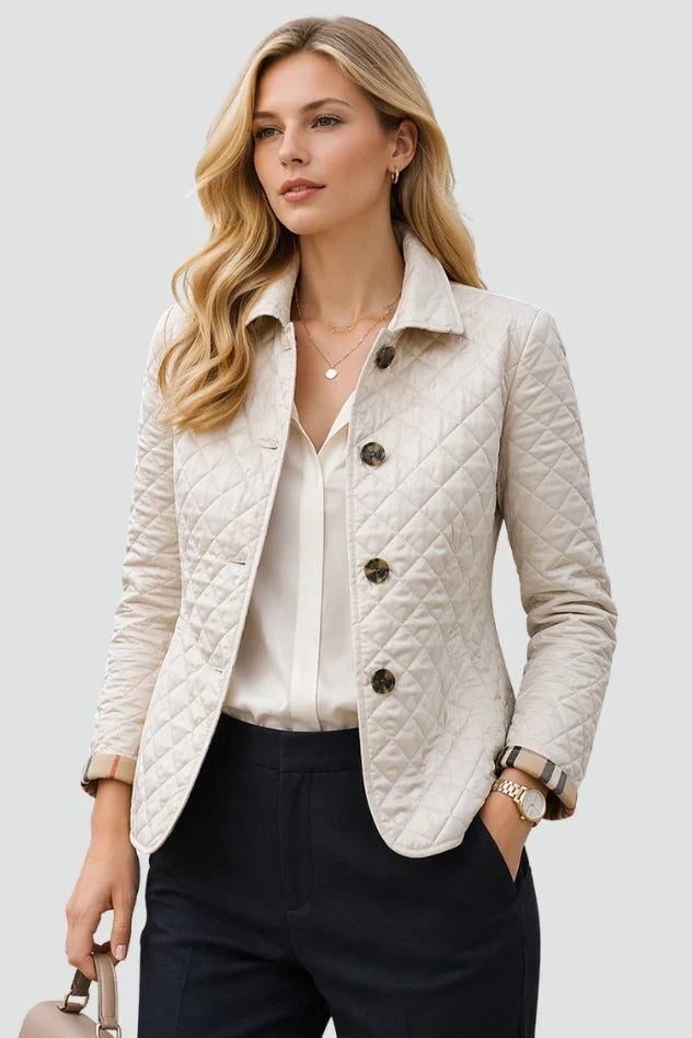 Aeliisse | Women's Diamond Button Front Long Sleeve Jacket — 2