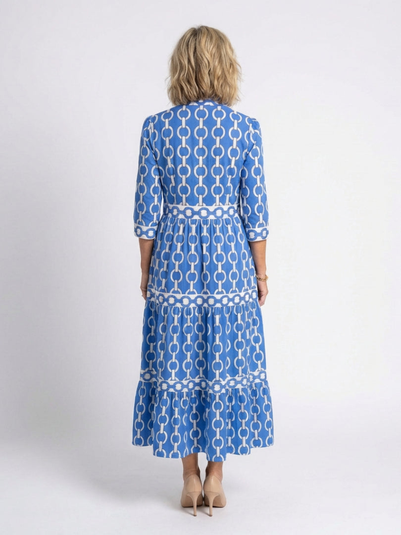 Alessia | Women's Wedding Guest Elegant Chain Print Midi Dress Dresses — 3