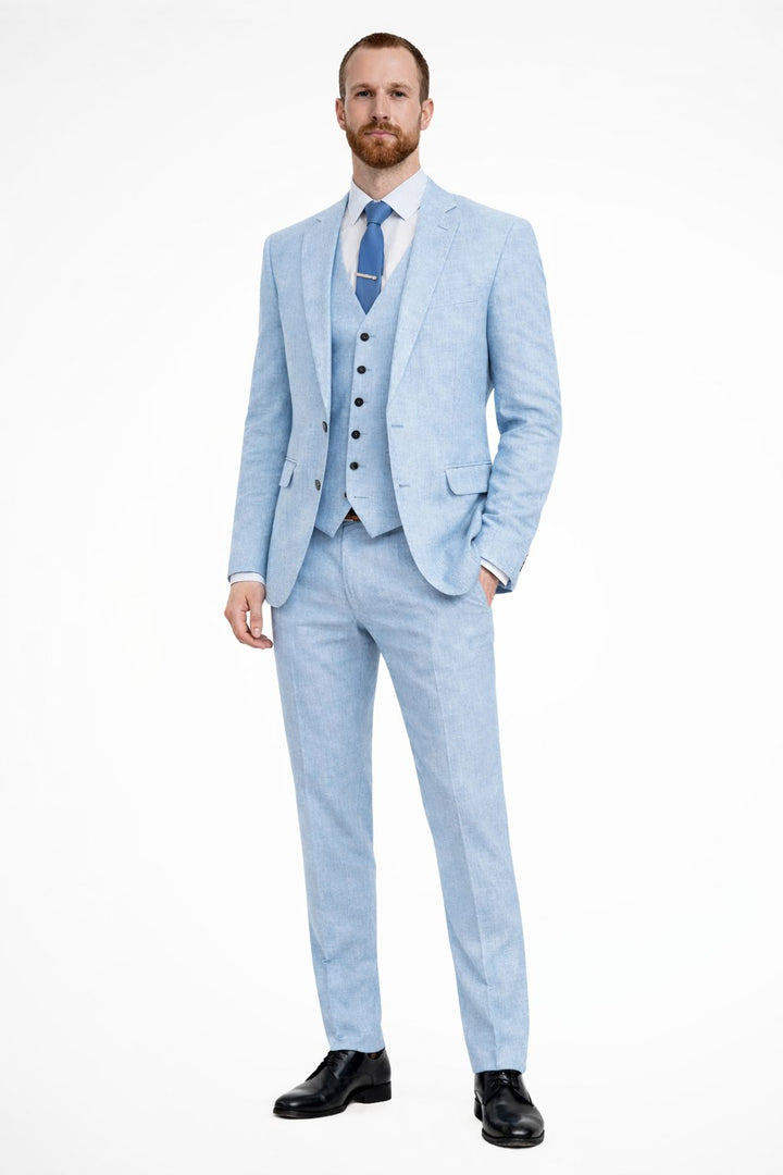 Ambrose | Men's Tailored Single-Button Blazer Waistcoat Trousers Set — Blue