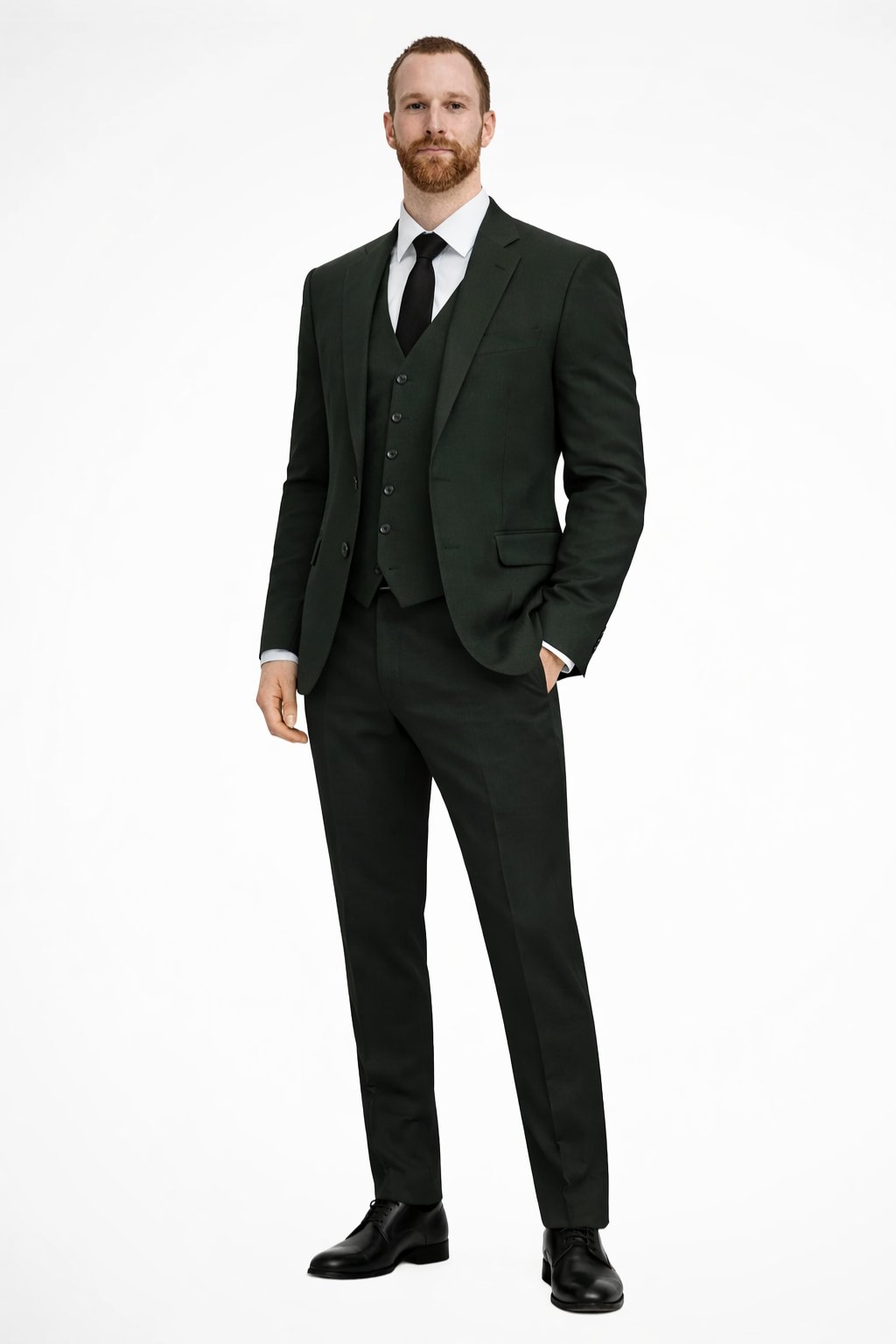Ambrose | Men's Tailored Single-Button Blazer Waistcoat Trousers Set — Green