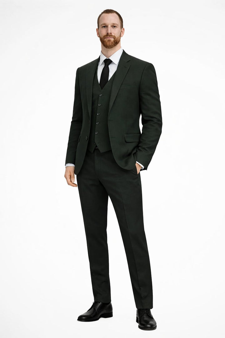 Ambrose | Men's Tailored Single-Button Blazer Waistcoat Trousers Set — Green