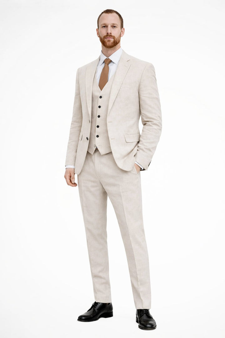 Ambrose | Men's Tailored Single-Button Blazer Waistcoat Trousers Set — White