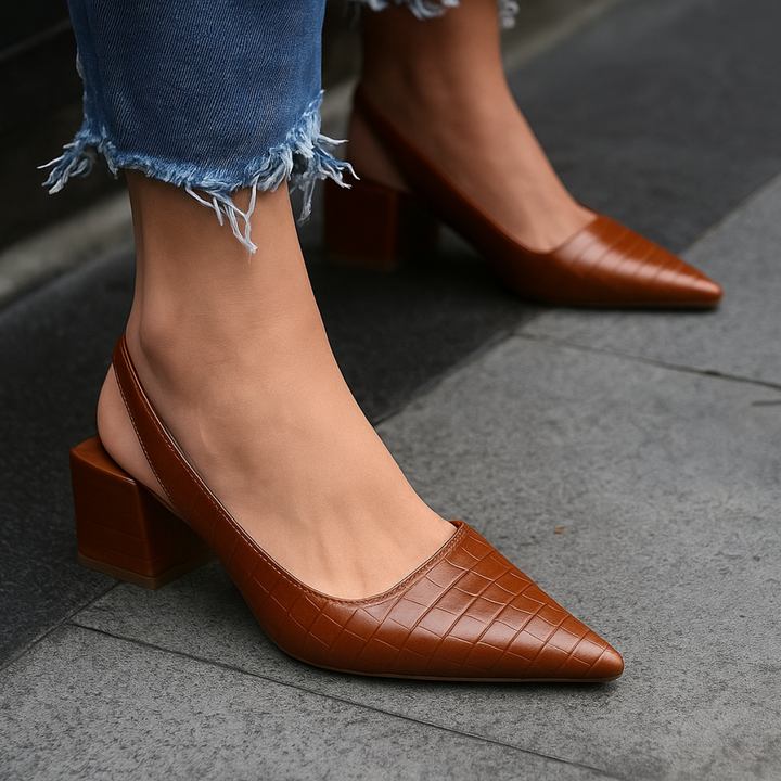 Anneliese | Women's Comfort Slip-On Pointed Toe Slingback Style Flats — Brown