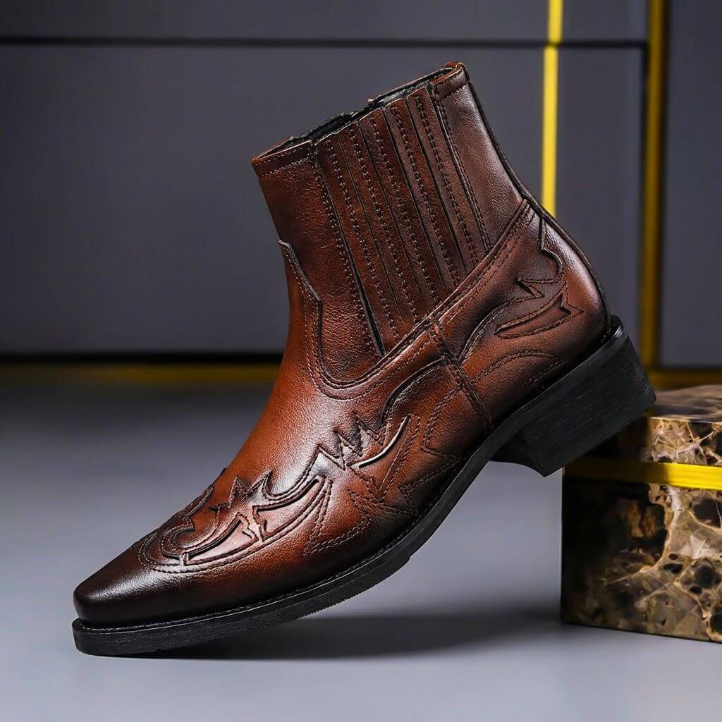 Araina | Women's Premium Handcrafted Italian Leather Boots — Cognac Brown