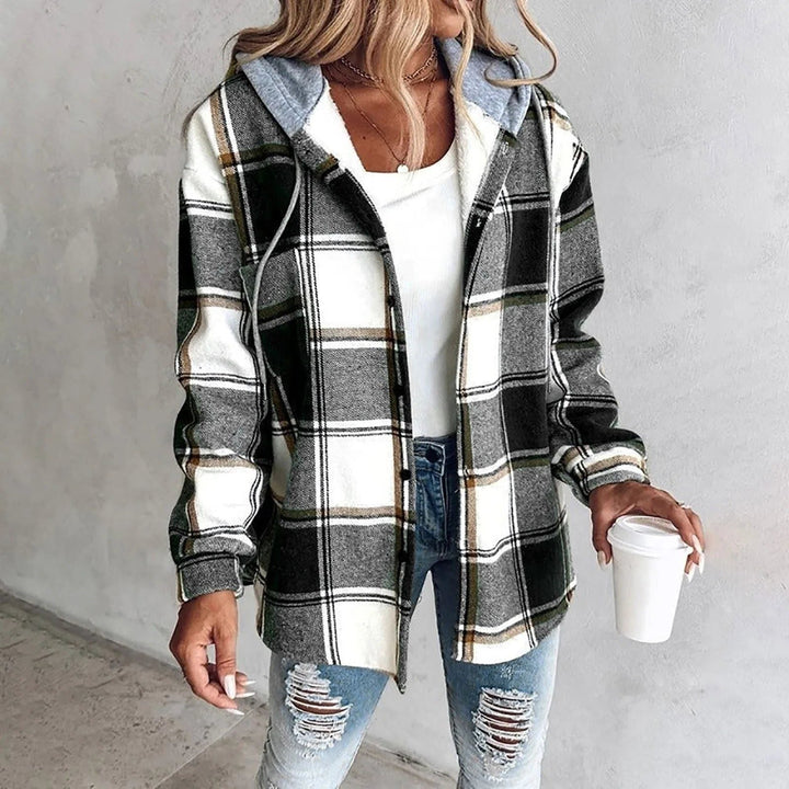 Aramora | Women's Cardigan Oversized Button Front Plaid Cozy Everyday Wear