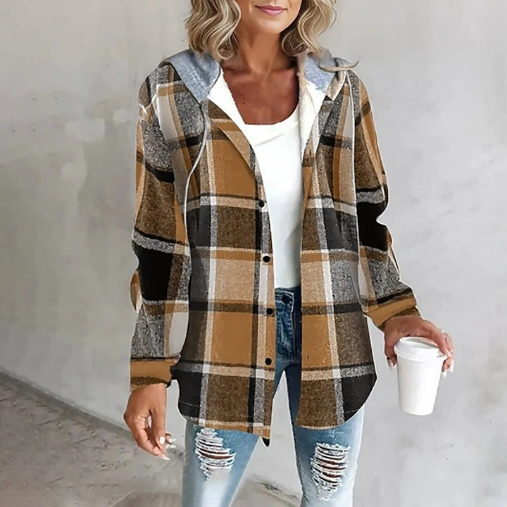 Aramora | Women's Cardigan Oversized Button Front Plaid Cozy Everyday Wear