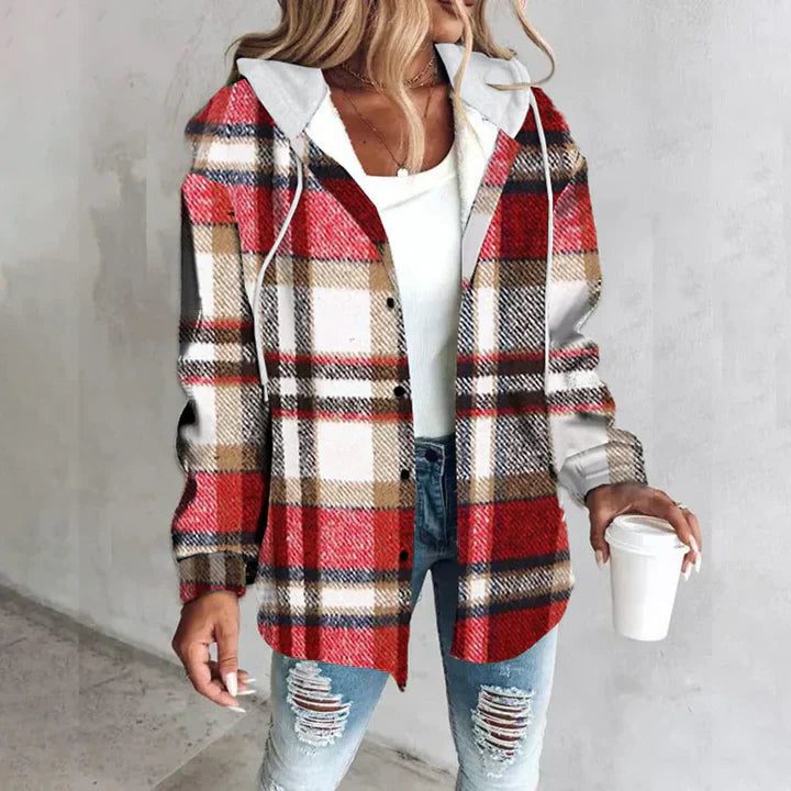 Aramora | Women's Cardigan Oversized Button Front Plaid Cozy Everyday Wear
