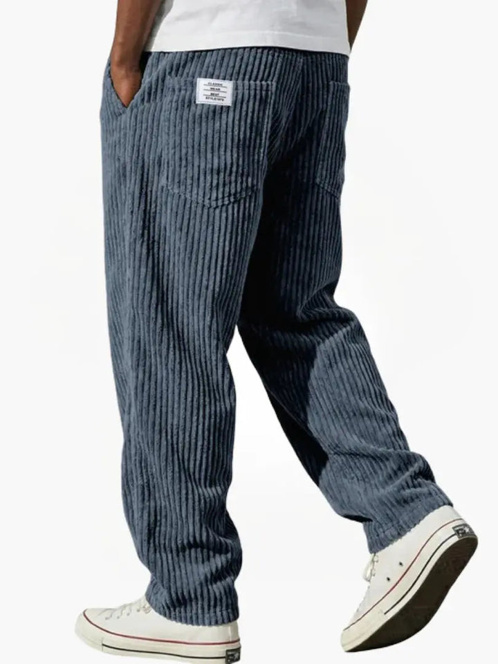 Arilora | Women's Wide-Leg Linen Relaxed And Textured Corduroy Trousers For Pants — Blue