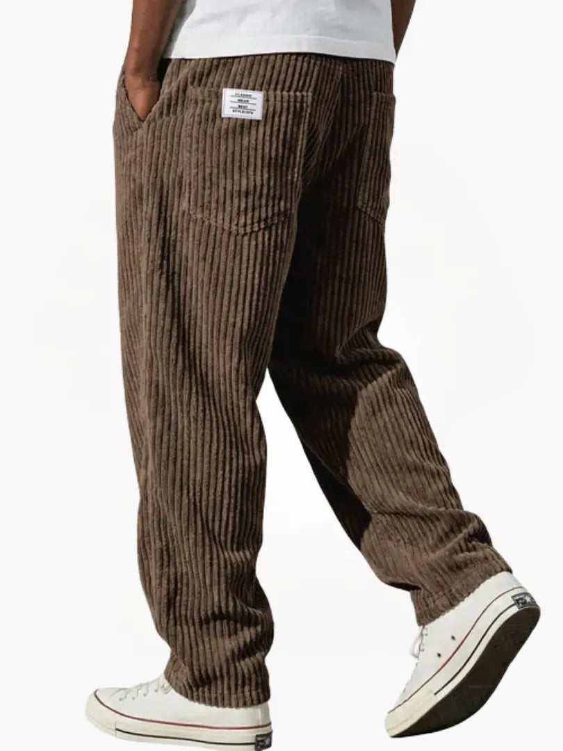 Arilora | Women's Wide-Leg Linen Relaxed And Textured Corduroy Trousers For Pants — Brown