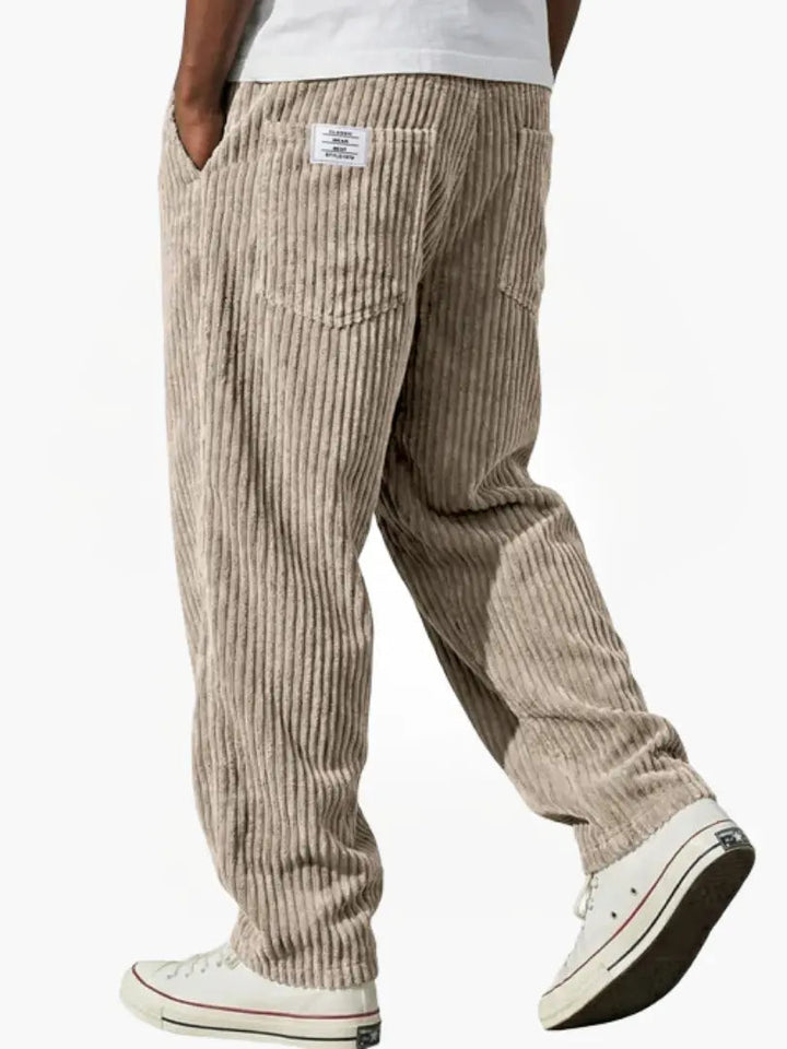 Arilora | Women's Wide-Leg Linen Relaxed And Textured Corduroy Trousers For Pants — Khaki